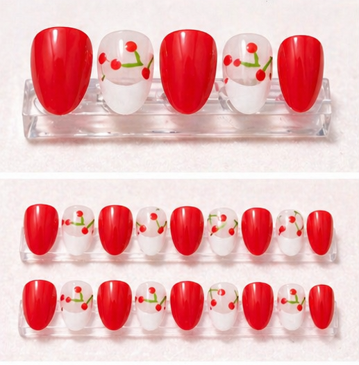 Cherry Kiss 🍒✨ | Glossy Press-On Nails