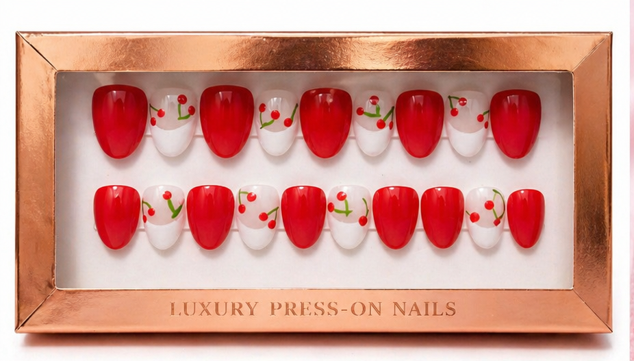 Cherry Kiss 🍒✨ | Glossy Press-On Nails