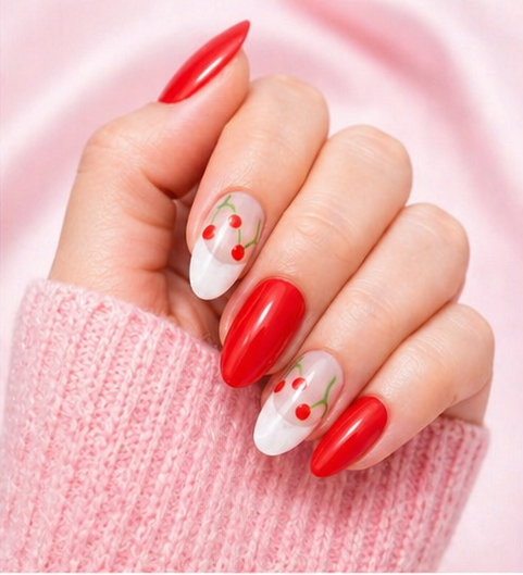 Cherry Kiss 🍒✨ | Glossy Press-On Nails